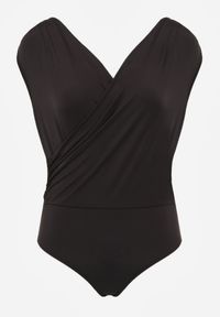 Born2be - Czarne Body Bez Rękawów z Kopertowym Dekoltem Neaniethra. Okazja: na co dzień. Typ kołnierza: dekolt w serek. Kolor: czarny. Materiał: jeans, materiał. Długość rękawa: bez rękawów. Styl: casual #5