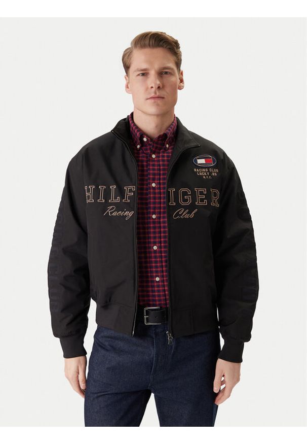 TOMMY HILFIGER - Tommy Hilfiger Kurtka bomber Racing MW0MW42565 Czarny Regular Fit. Kolor: czarny. Materiał: syntetyk