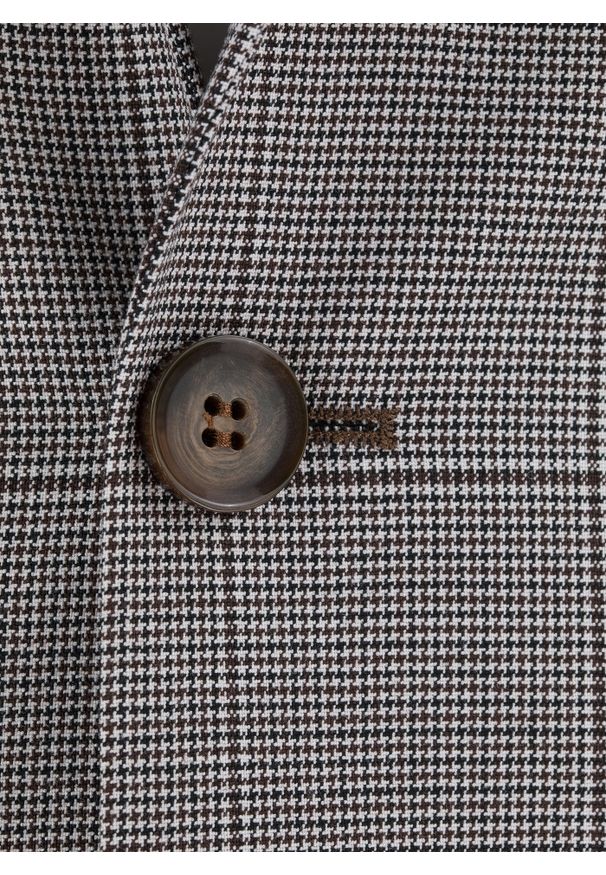 Pako Lorente - PAKO LORENTE – Męska marynarka garniturowa w kratę w brązowych tonach. Kolor: brązowy. Materiał: poliester, wiskoza, elastan. Styl: boho