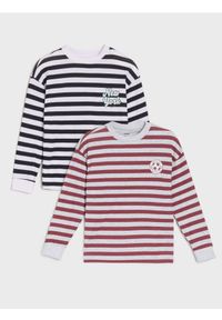 Sinsay - Bawełniana koszulka w paski 2 pack - biały. Kolor: biały. Materiał: bawełna. Wzór: paski #1