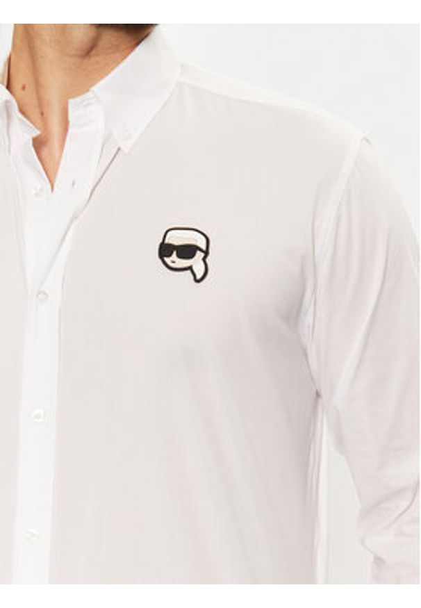 Karl Lagerfeld - KARL LAGERFELD Koszula 605911 551671 Biały Regular Fit. Typ kołnierza: dekolt w karo. Kolor: biały. Materiał: bawełna