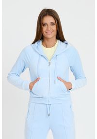 Juicy Couture - JUICY COUTURE Błękitna bluza Madison Hoodie. Kolor: niebieski