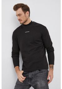 Calvin Klein Jeans Longsleeve bawełniany J30J318646.4890 kolor czarny gładki. Okazja: na co dzień. Kolor: czarny. Materiał: bawełna. Długość rękawa: długi rękaw. Wzór: gładki. Styl: casual #2
