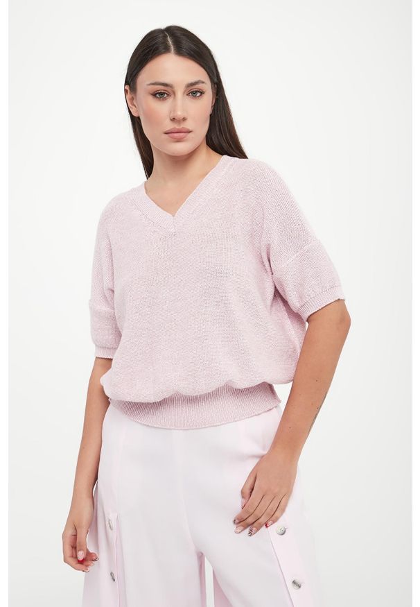 Marella - Sweter damski z krótkim rękawem Radice MARELLA MONOCHROME. Długość rękawa: krótki rękaw. Długość: krótkie