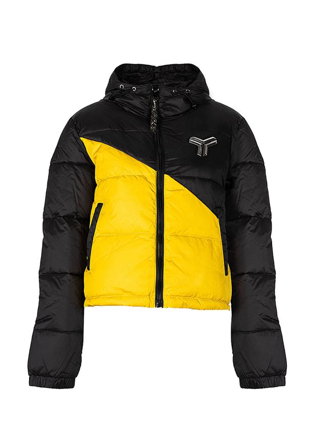 John Richmond - Richmond Sport Kurtka | UWA22085PI | Down Jacket | Kobieta | Czarny, Żółty. Typ kołnierza: kaptur. Kolor: czarny, żółty, wielokolorowy. Materiał: poliamid. Styl: sportowy