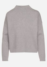 Born2be - Szary Gładki Sweter o Pudełkowym Kroju ze Stójką Unessa. Okazja: na co dzień. Typ kołnierza: kołnierzyk stójkowy. Kolor: szary. Materiał: jeans. Wzór: gładki. Styl: casual #5