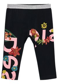 Desigual Legginsy Vigo 21SGKK02 Czarny Regular Fit. Kolor: czarny. Materiał: bawełna