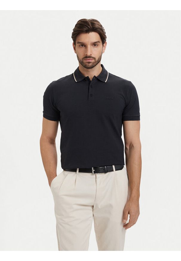 BOSS Polo Pl Goc Birdie Paule 50559365 Granatowy Slim Fit. Typ kołnierza: polo. Kolor: niebieski. Materiał: bawełna