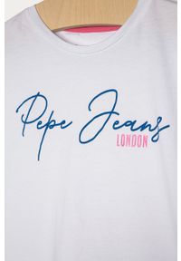 Pepe Jeans - T-shirt dziecięcy Nina. Okazja: na co dzień. Kolor: biały. Materiał: bawełna, dzianina. Wzór: nadruk. Styl: casual #2