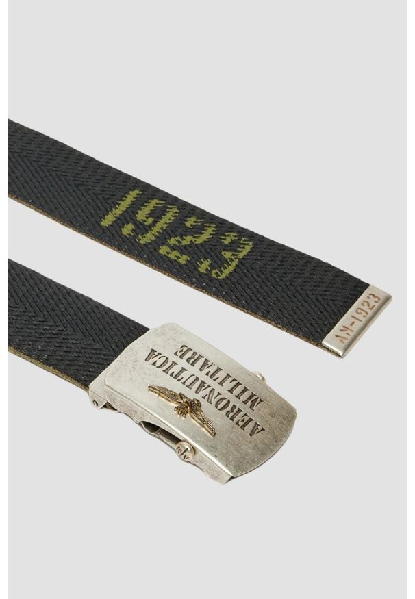 Aeronautica Militare - AERONAUTICA MILITARE Zielony męski pasek Herringbone Ribbon Bel. Kolor: zielony