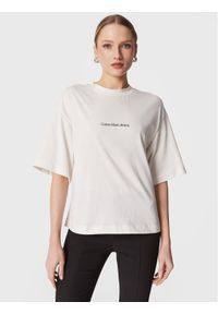 Calvin Klein Jeans T-Shirt J20J220514 Biały Loose Fit. Kolor: biały. Materiał: bawełna