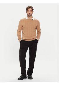 BOSS Sweter H-Hetico 50549975 Beżowy Regular Fit. Kolor: beżowy. Materiał: wełna