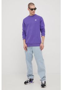 adidas Originals bluza Adicolor HE9426 męska kolor fioletowy gładka. Kolor: fioletowy. Materiał: bawełna, poliester, materiał, dzianina. Długość rękawa: raglanowy rękaw. Wzór: gładki #4