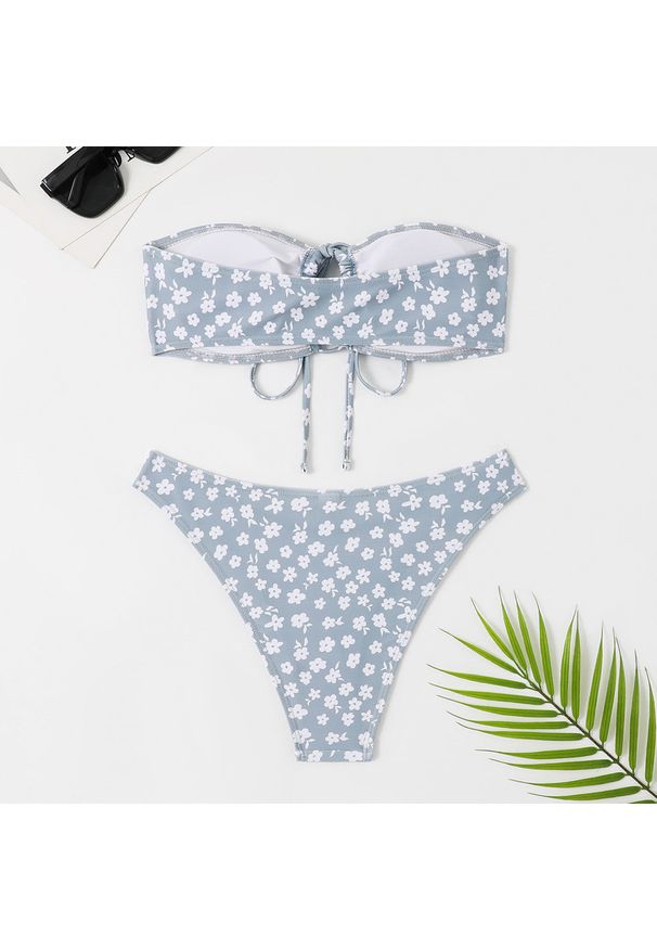 Intica - Strój kąpielowy bikini z figami i topem bandeau na plażę Donaldina. Kolor: niebieski. Materiał: materiał