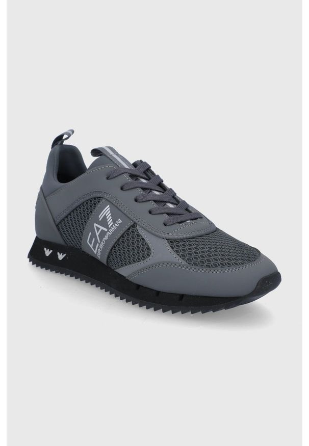 EA7 Emporio Armani buty kolor szary. Nosek buta: okrągły. Zapięcie: sznurówki. Kolor: szary