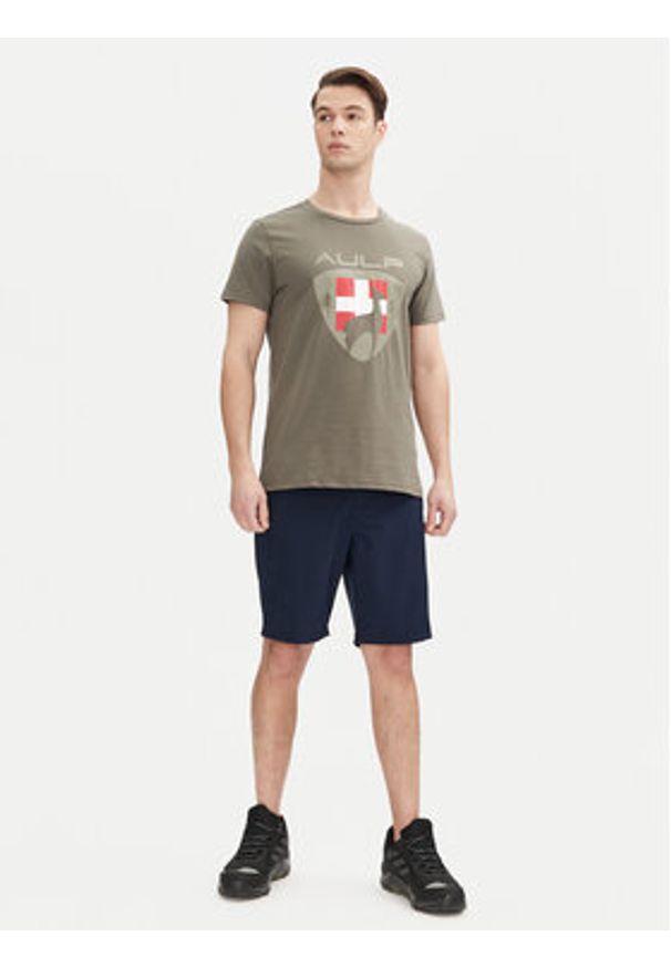 Aulp T-Shirt Roque Khaki Regular Fit. Kolor: brązowy. Materiał: bawełna, syntetyk