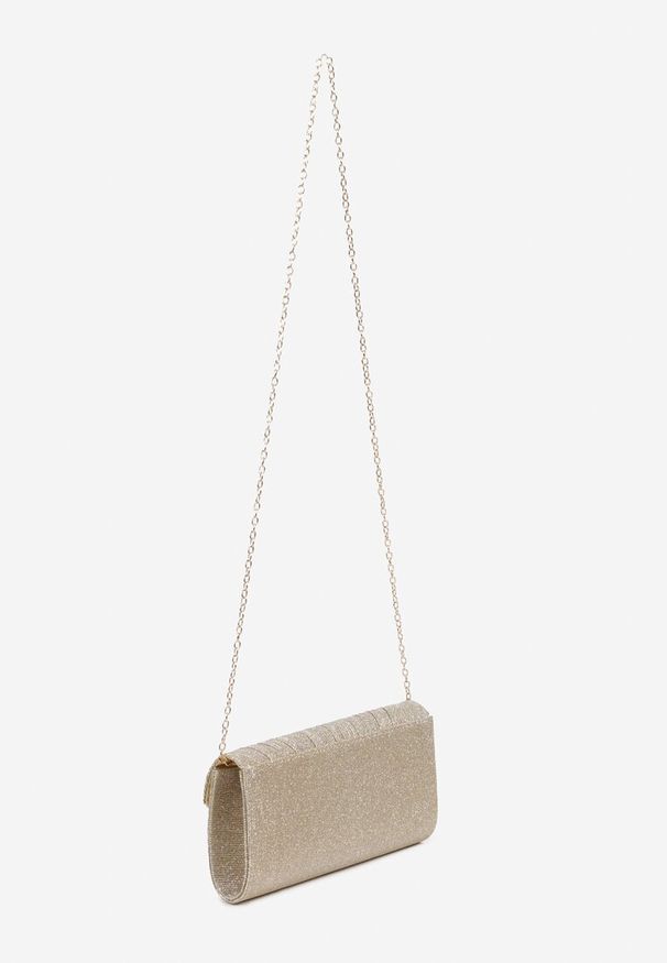 Born2be - Złota Brokatowa Torebka Kopertówka z Dodatkowym Łańcuszkiem Emilorael. Kolor: złoty. Styl: glamour, klasyczny, casual. Rodzaj torebki: na ramię