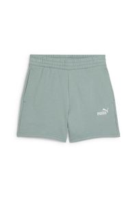Puma - Damskie szorty z wysokim stanem i małym logo No.1 ESS 5'' PUMA Green Moon. Stan: podwyższony. Kolor: zielony