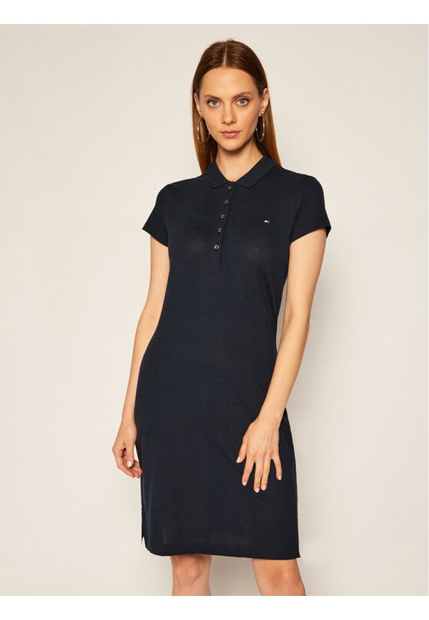 TOMMY HILFIGER - Tommy Hilfiger Sukienka codzienna Heritage WW0WW24973 Granatowy Slim Fit. Okazja: na co dzień. Kolor: niebieski. Materiał: bawełna. Typ sukienki: proste. Styl: casual