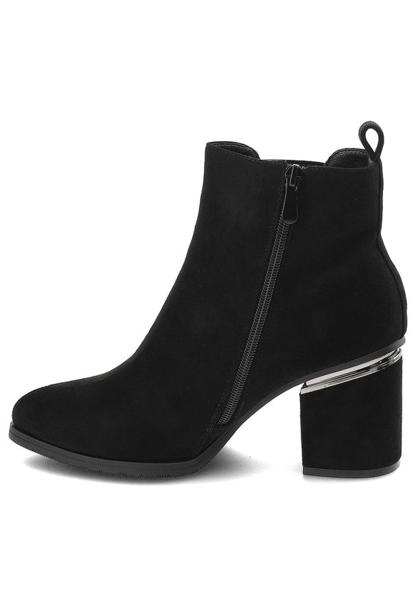 Czarne Botki Vinceza Eleganckie Obuwie Damskie. Okazja: na co dzień. Kolor: czarny. Materiał: materiał. Styl: elegancki