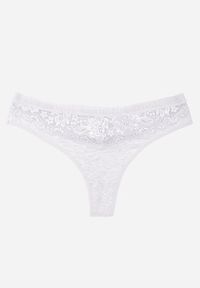 Renee - Szare Majtki Typu Stringi z Bawełną i Koronką Zeliche. Kolor: szary. Materiał: bawełna, koronka. Wzór: koronka #1