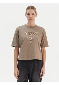 Guess T-Shirt V4YI06 I3Z14 Beżowy Regular Fit. Kolor: beżowy. Materiał: bawełna #1