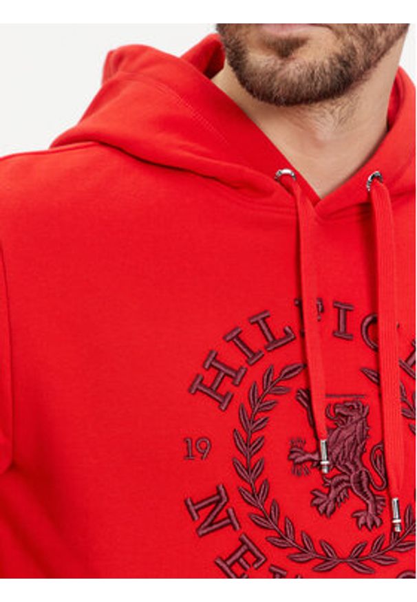 TOMMY HILFIGER - Tommy Hilfiger Bluza Big Icon MW0MW33650 Czerwony Regular Fit. Kolor: czerwony. Materiał: bawełna