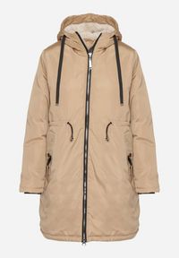 Born2be - Ciemnobeżowa Klasyczna Kurtka Parka z Futrzaną Wyściółką Olenevia. Okazja: na co dzień. Kolor: beżowy. Materiał: futro. Styl: klasyczny #7