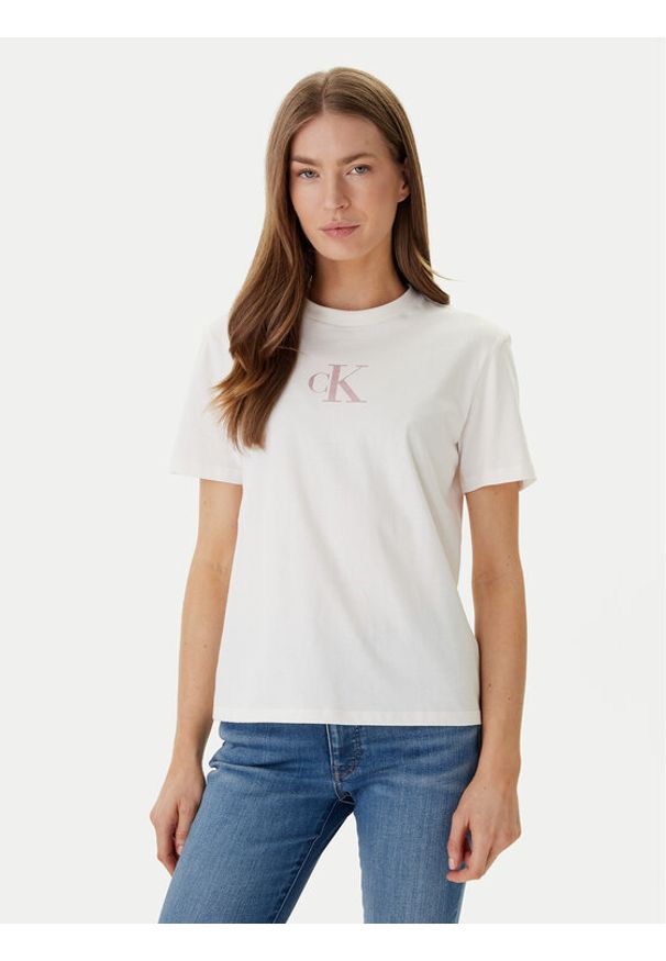 Calvin Klein Jeans T-Shirt Classic Foil LV047E804G Biały Regular Fit. Kolor: biały. Materiał: bawełna