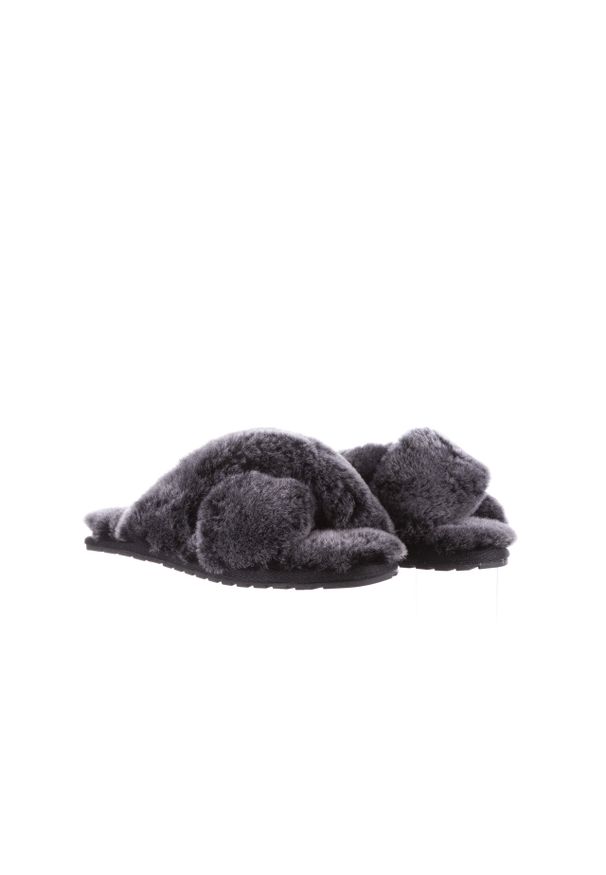 emu - Klapki Emu Mayberry Frost Black 21 119140, Czarny, Futro naturalne. Kolor: czarny. Materiał: skóra. Wzór: paski. Styl: elegancki