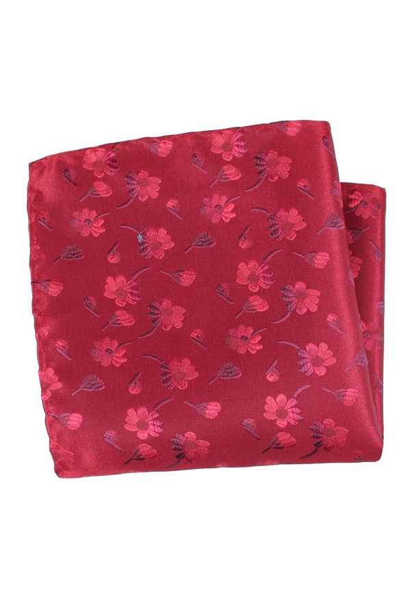 His Story - Poszetka, Czerwona w Kwiatki, Męska, Elegancka, Motyw Florystyczny -HIS STORY. Kolor: czerwony. Materiał: mikrofibra. Wzór: kwiaty