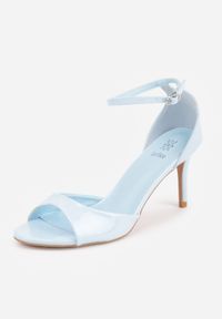 Born2be - Niebieskie Klasyczne Sandały na Szpilce z Paskiem Wokół Kostki Berenne. Okazja: na co dzień, na randkę. Zapięcie: pasek. Kolor: niebieski. Materiał: jeans. Obcas: na szpilce. Styl: klasyczny. Wysokość obcasa: średni #6