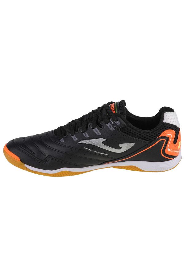 Buty piłkarskie halowe męskie Joma Maxima. Kolor: wielokolorowy, pomarańczowy, czarny. Materiał: guma, skóra, tkanina, materiał, syntetyk. Sport: piłka nożna