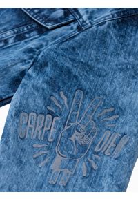 Ombre Clothing - Kurtka męska jeansowa C525 - indygo - XXL. Materiał: jeans. Wzór: nadruk. Styl: klasyczny #9