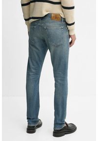 Calvin Klein - CALVIN KLEIN Błękitne męskie jeansy Slim. Okazja: na co dzień. Kolor: niebieski. Styl: casual #4