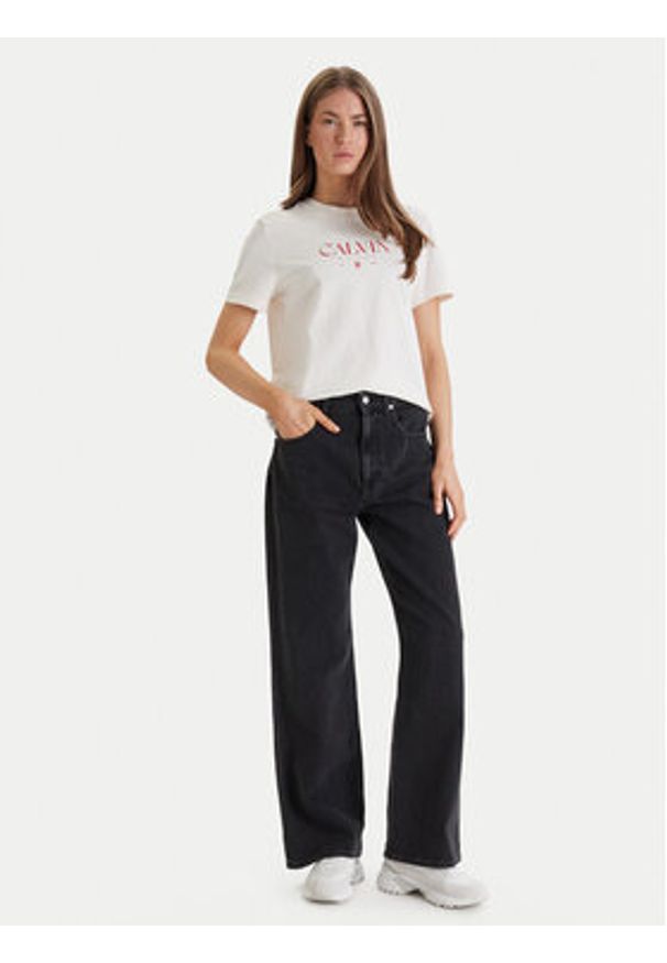 Calvin Klein Jeans T-Shirt Cktail Concept LV047E813G Biały Regular Fit. Kolor: biały. Materiał: bawełna