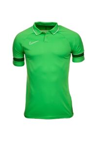 Koszulka sportowa dla dzieci Nike Dri-FIT Academy 21 Polo. Typ kołnierza: polo. Kolor: zielony. Technologia: Dri-Fit (Nike)