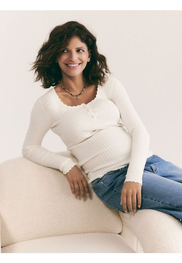 Reserved - Sweter z wiskozy - złamana biel. Materiał: wiskoza