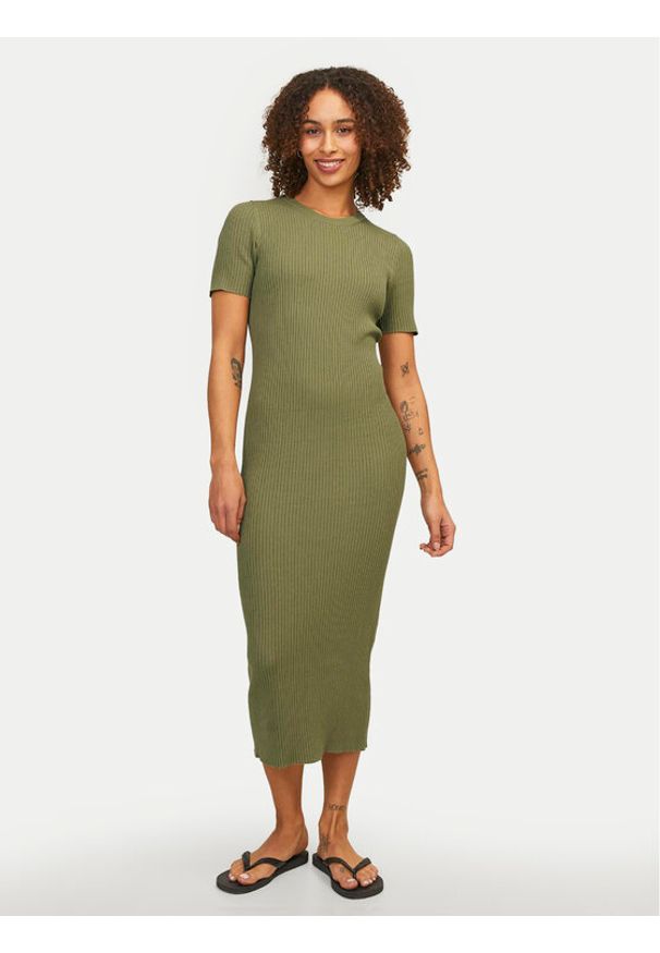 JJXX Sukienka dzianinowa Ellie 12254342 Zielony Slim Fit. Kolor: zielony. Materiał: wiskoza