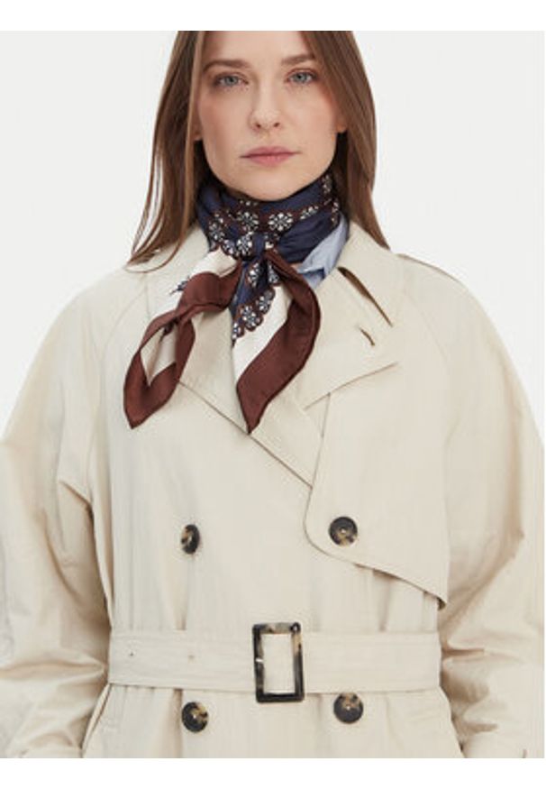 TOMMY HILFIGER - Tommy Hilfiger Trencz WW0WW45632 Beżowy Oversize. Kolor: beżowy. Materiał: syntetyk