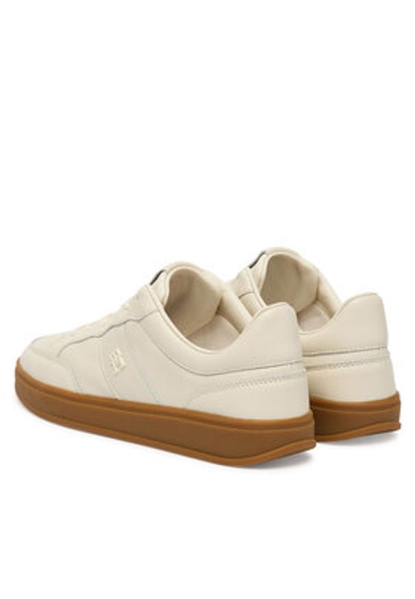 TOMMY HILFIGER - Tommy Hilfiger Sneakersy Th Heritage Court Sneaker Ltr FW0FW09028 Écru. Kolor: kremowy. Materiał: skóra