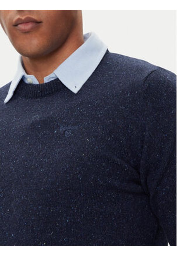 Barbour Sweter Essential Tisbury MKN0844GY12 Granatowy Regular Fit. Kolor: niebieski. Materiał: wełna