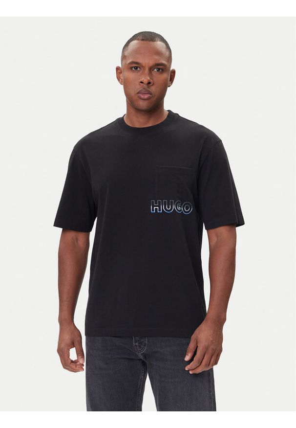 Hugo - HUGO T-Shirt Nogoste 50549120 Czarny Regular Fit. Kolor: czarny. Materiał: bawełna
