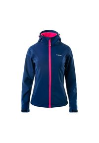 Hi-tec - Damska Kurtka Softshell Caria II. Kolor: różowy, niebieski, wielokolorowy. Materiał: softshell. Sport: turystyka piesza