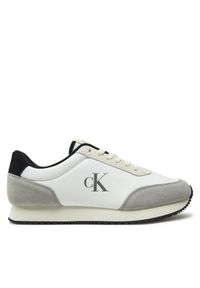 Calvin Klein Jeans Sneakersy Retro Runner Iconic Snk YM0YM01119 Biały. Kolor: biały. Materiał: skóra, zamsz