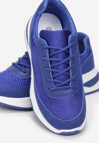 Born2be - Niebieskie Sneakersy z Cyrkoniami na Cholewce Diselva. Kolor: niebieski. Szerokość cholewki: normalna #5