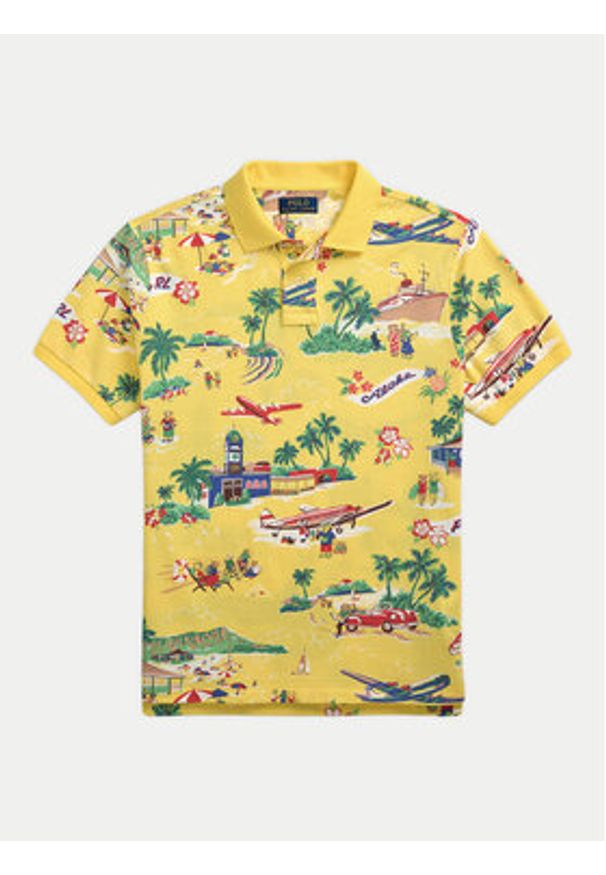 Polo Ralph Lauren Polo 710963485001 Żółty Custom Slim Fit. Typ kołnierza: polo. Kolor: żółty. Materiał: bawełna
