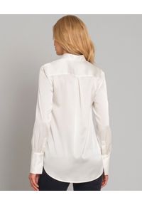 SOLUZIONE - Biała koszula jedwabna z długimi mankietami. Okazja: na co dzień. Kolor: biały. Materiał: jedwab. Długość: długie. Styl: casual #6