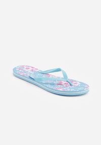 Born2be - Niebieskie Basenowe Japonki z Lekkiej Pianki Ozdobione Kwiatowym Printem Meniss. Okazja: na co dzień, na plażę. Kolor: niebieski. Wzór: kwiaty, nadruk, aplikacja. Sezon: lato. Styl: wakacyjny, casual #7