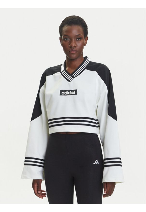 Adidas - adidas Bluza Blocking JX7597 Biały Loose Fit. Kolor: biały. Materiał: bawełna